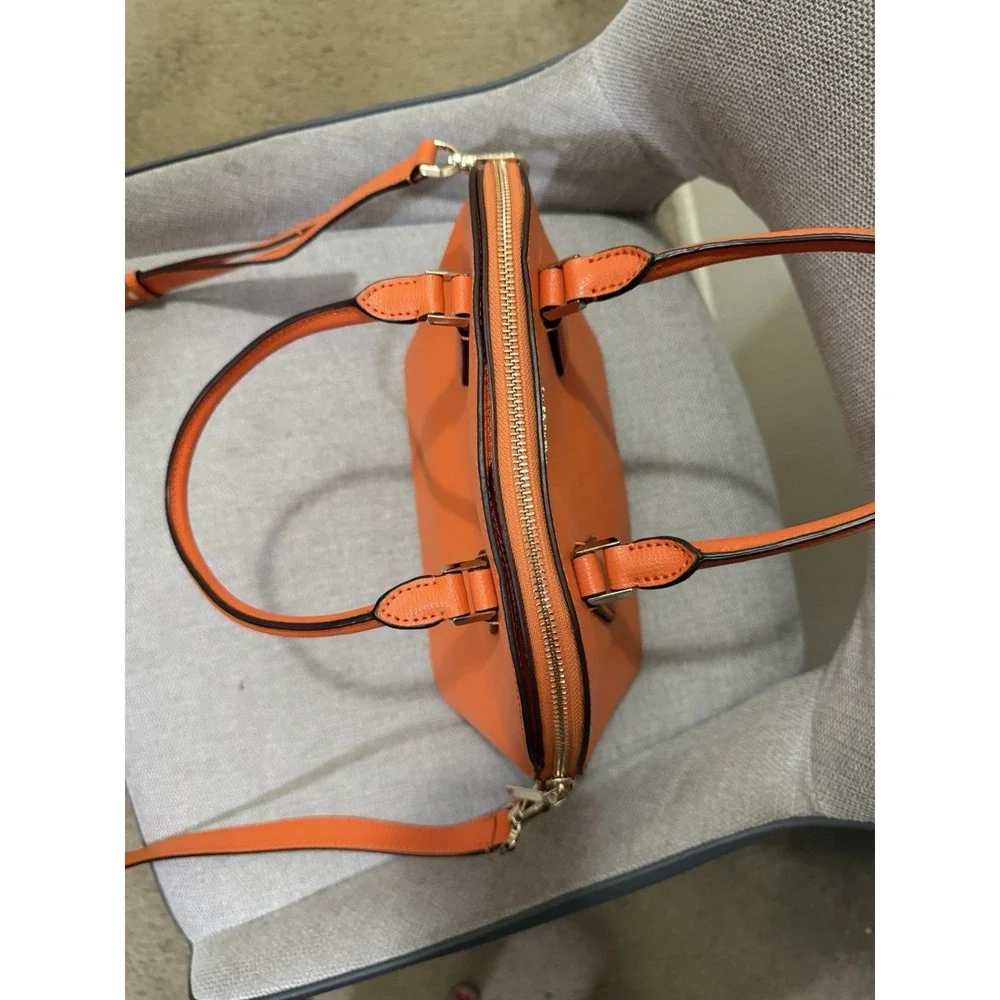 Kate Spade Sylvia Large Dome Satchel Pumpkin Orange Leather Handbag PXRUA271